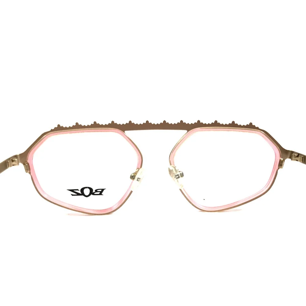 BOZ Eyeglasses Frames MICHELE 8080 Clear Pink Matte Gold Geometric 53-16-140